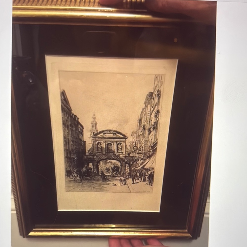 Brunet Debian’s Etching “Temple Bar Gateway” Framed Art Print